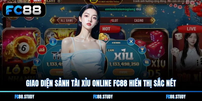Giao diện sảnh Tài Xỉu online FC88 hiển thị sắc nét