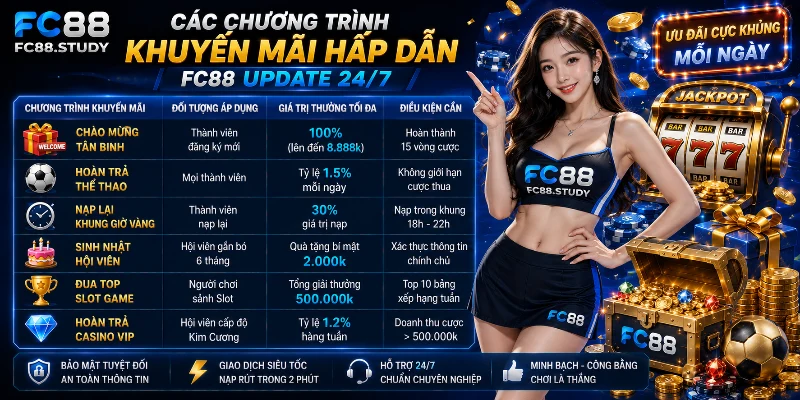 Tổng hợp ưu đãi FC88 mới nhất dành cho mọi thành viên 