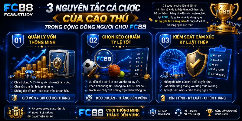 Top 3 nguyên tắc cá cược được cao thủ FC88 áp dụng